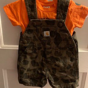 Carhartt Infant Short Overalls and Onsie Set 0-3 months